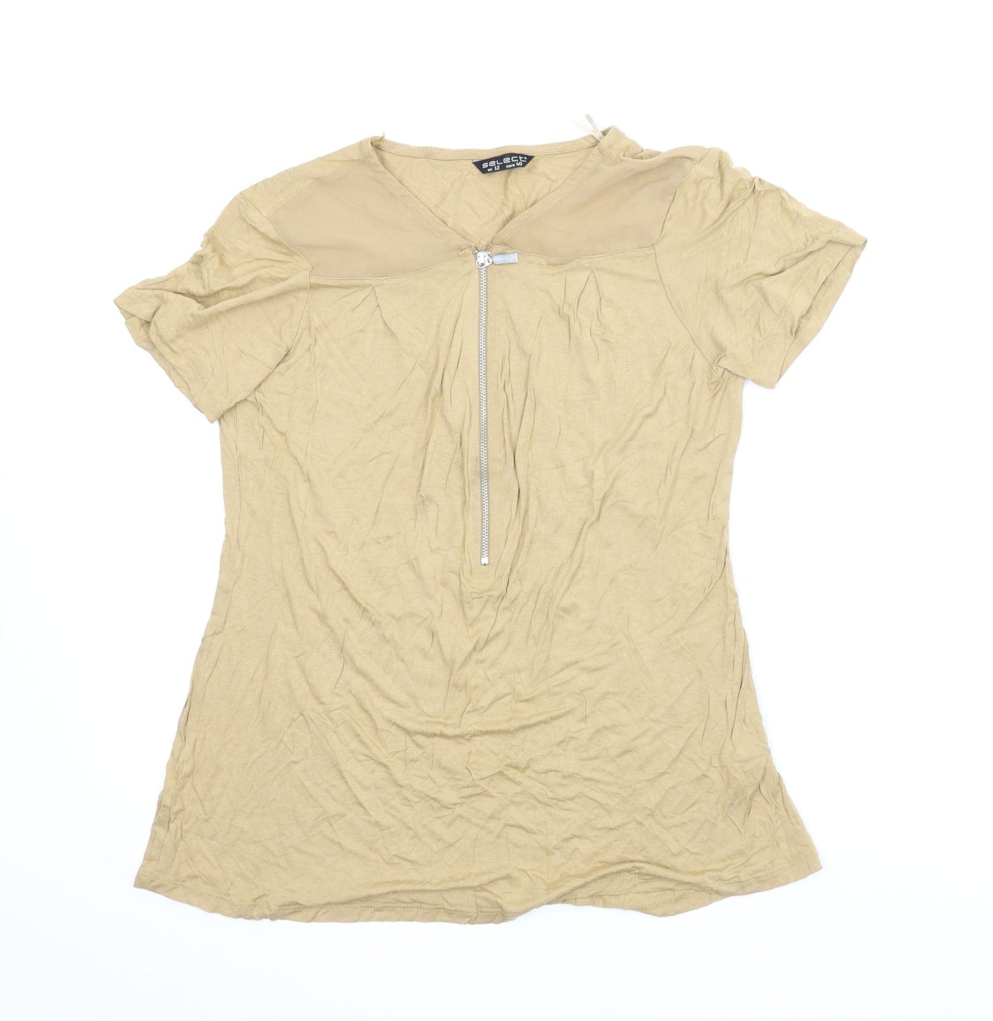 Womens UK Size 12 Select Beige Basic Blouse