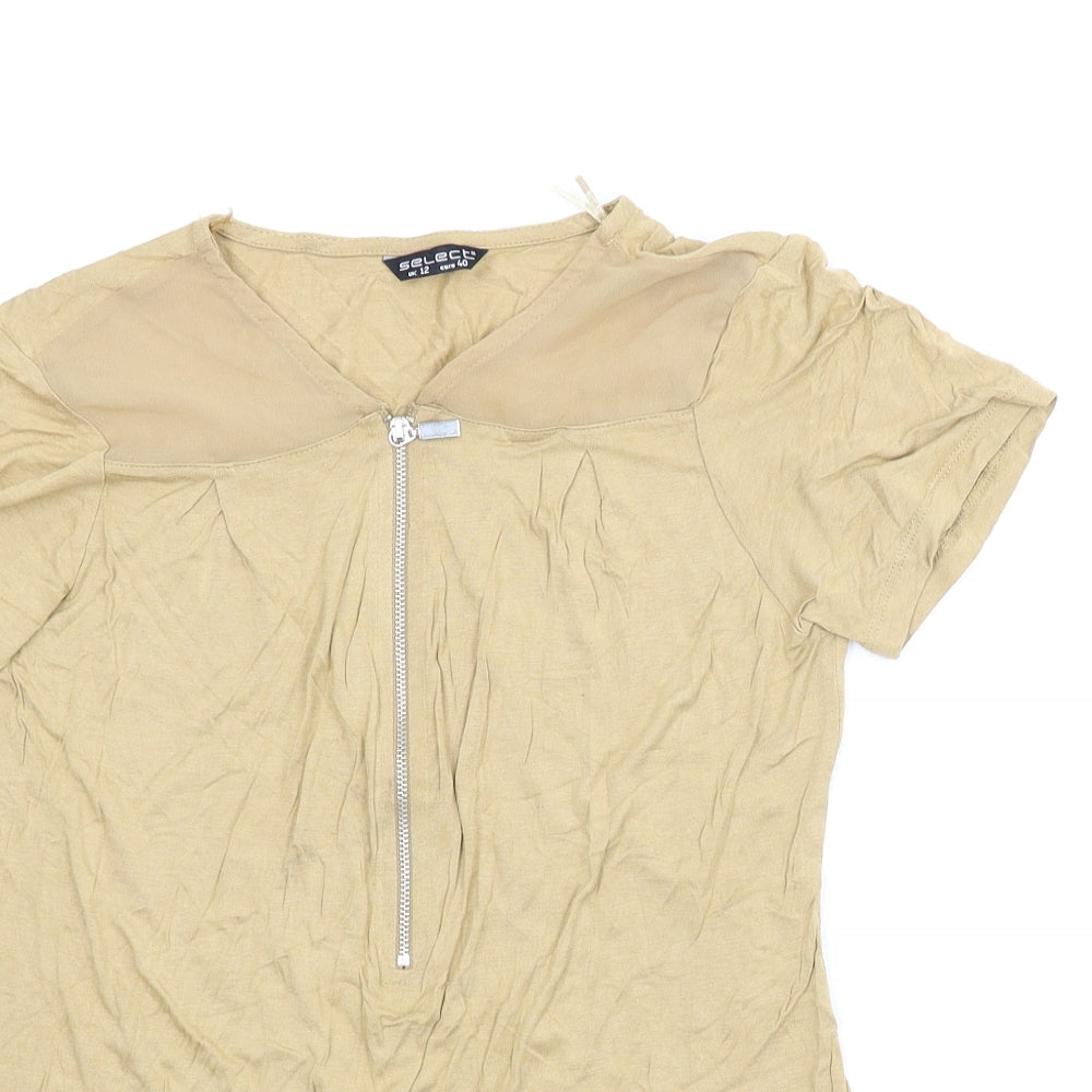 Womens UK Size 12 Select Beige Basic Blouse