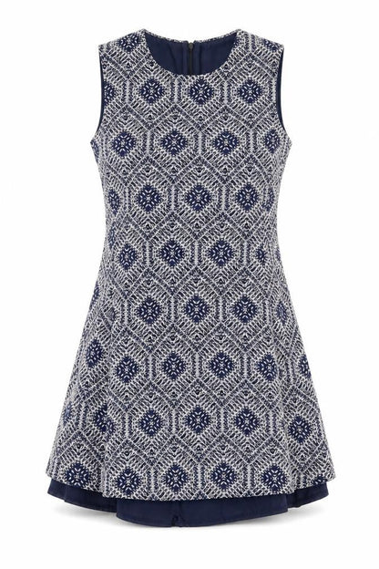 Amber Krystal Womens Blue Argyle/Diamond  A-Line  Size L