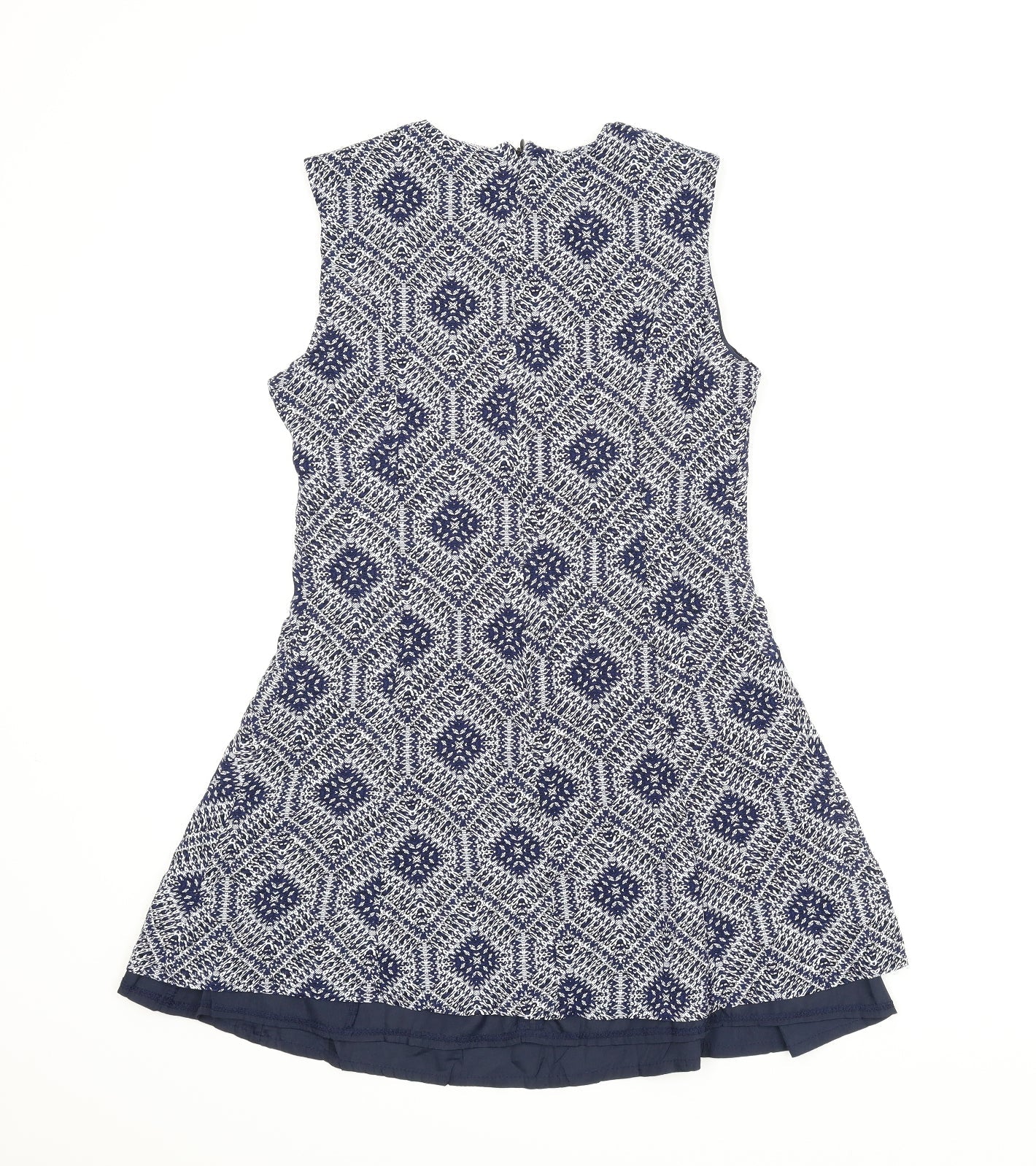 Amber Krystal Womens Blue Argyle/Diamond  A-Line  Size L