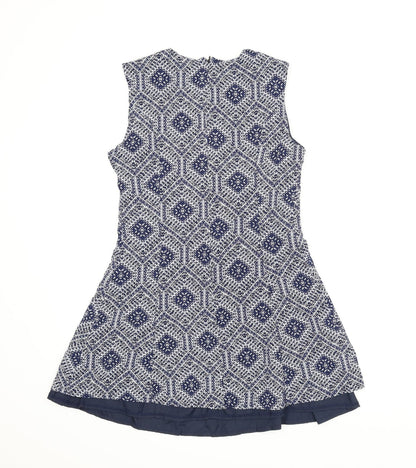 Amber Krystal Womens Blue Argyle/Diamond  A-Line  Size L