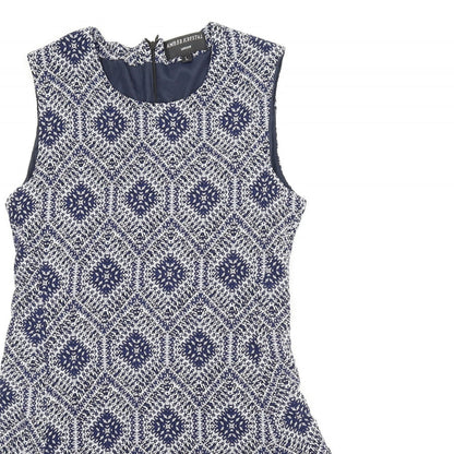 Amber Krystal Womens Blue Argyle/Diamond  A-Line  Size L
