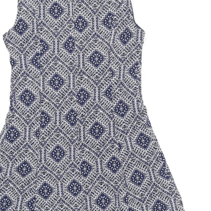 Amber Krystal Womens Blue Argyle/Diamond  A-Line  Size L