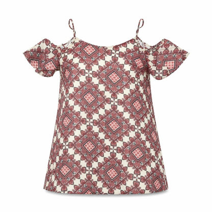 Womens UK Size 10 Diffuse Red Basic Blouse