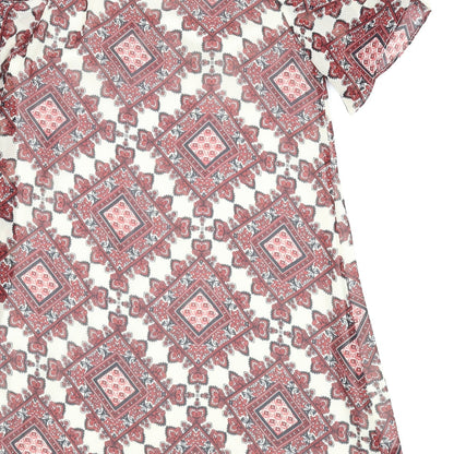 Womens UK Size 10 Diffuse Red Basic Blouse