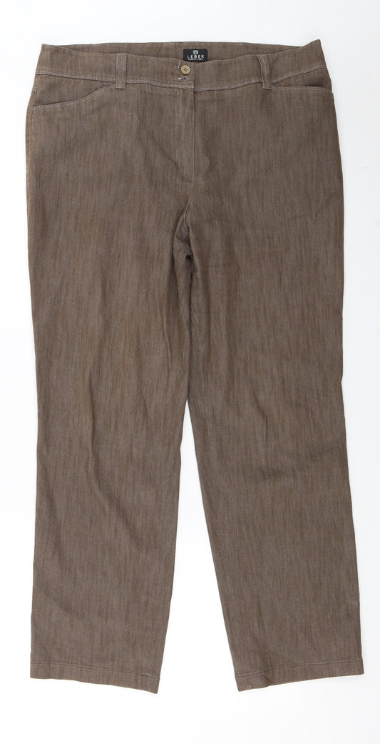 Womens UK Size 18 Lebek Regular Fit  Brown Trousers