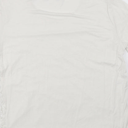 fanghua Womens White Floral  Basic T-Shirt Size M