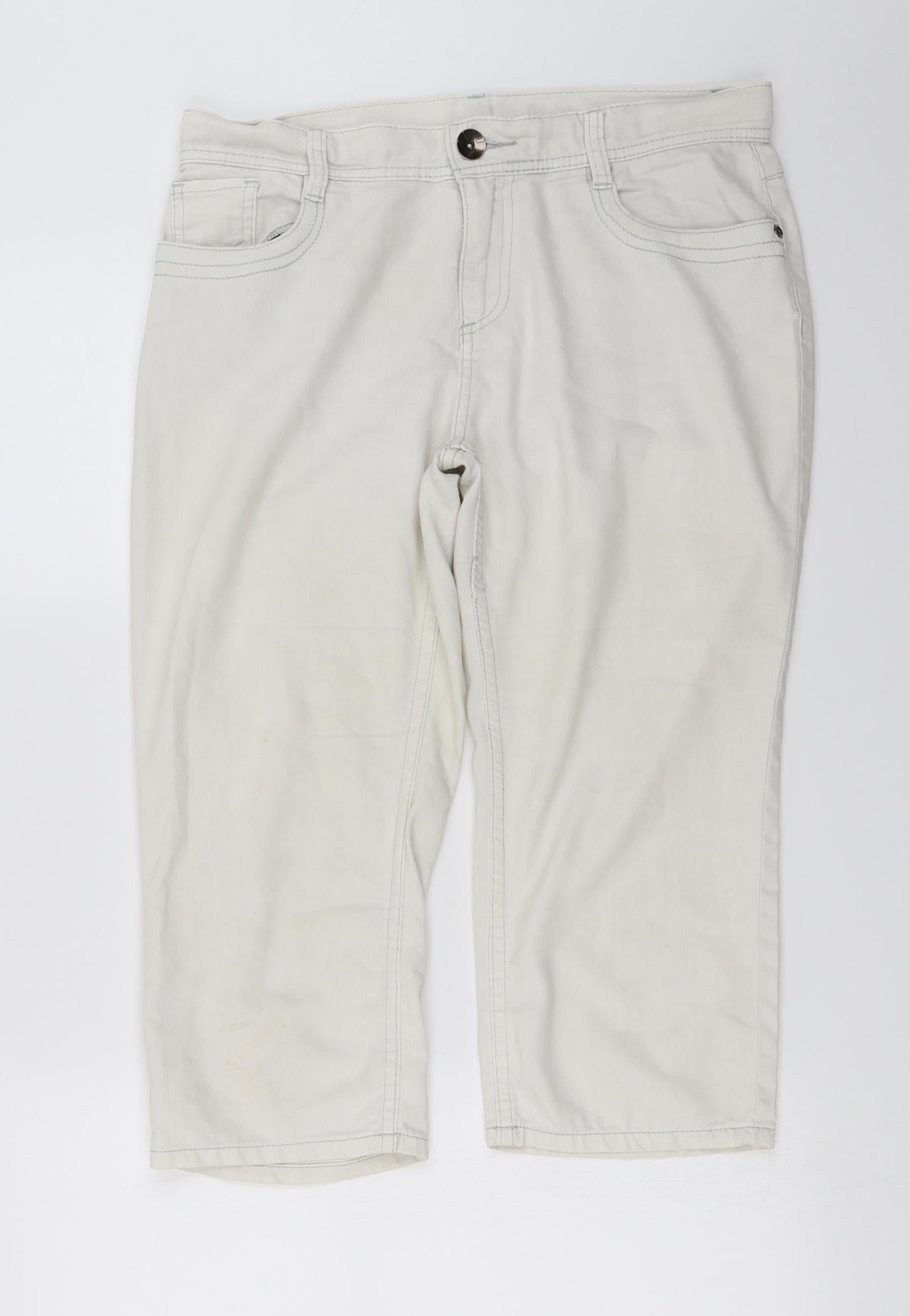 Womens UK Size 12 Marks and Spencer Regular Fit Cropped White Jeans