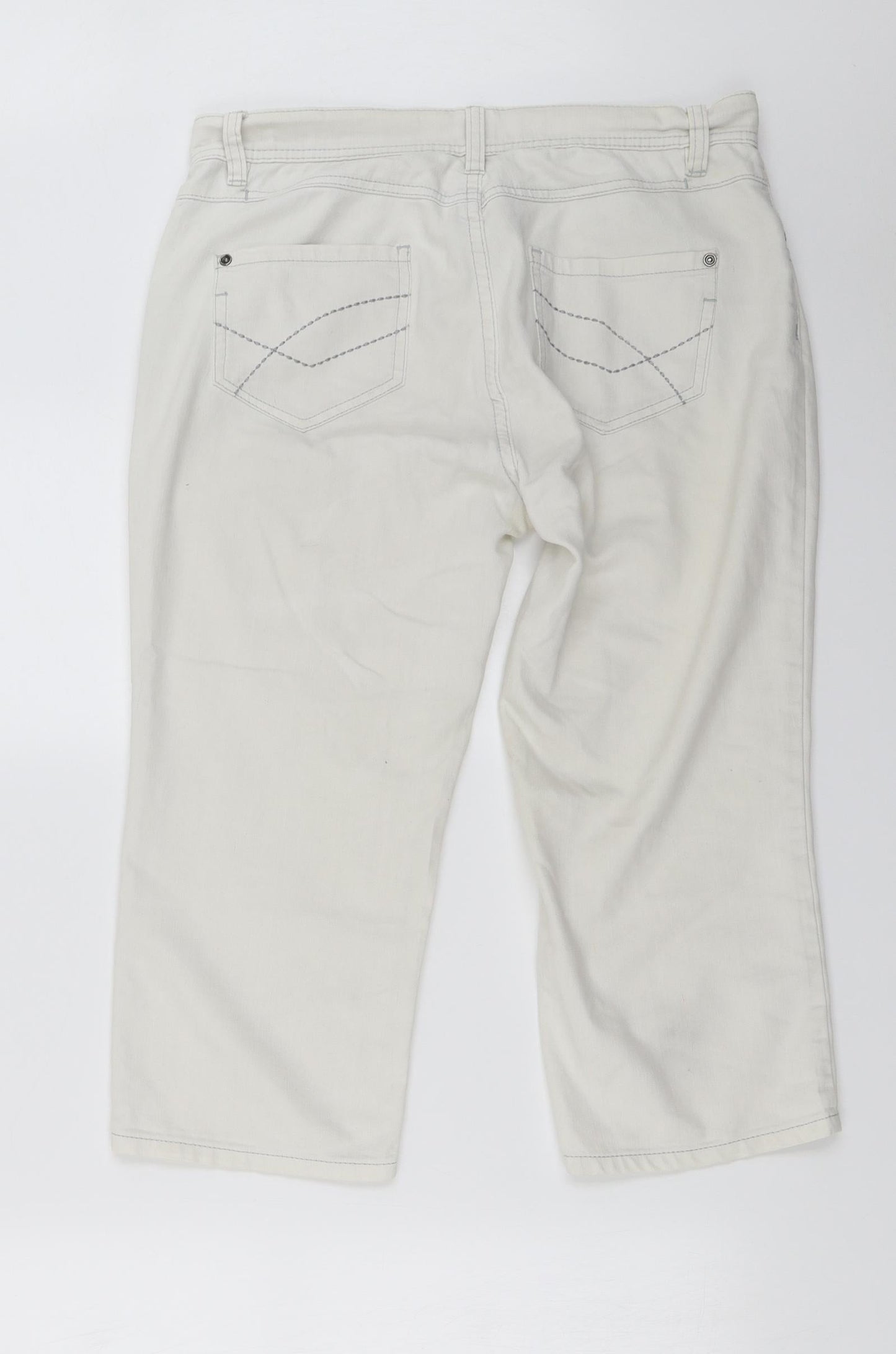 Womens UK Size 12 Marks and Spencer Regular Fit Cropped White Jeans