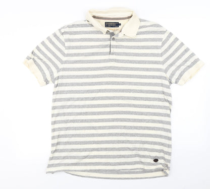 Hammond & CO  Mens Ivory Striped   Polo Size L