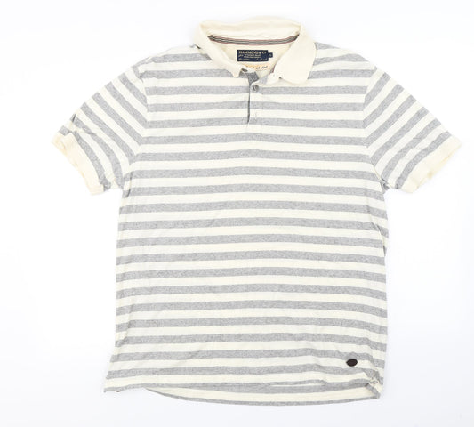 Hammond & CO  Mens Ivory Striped   Polo Size L