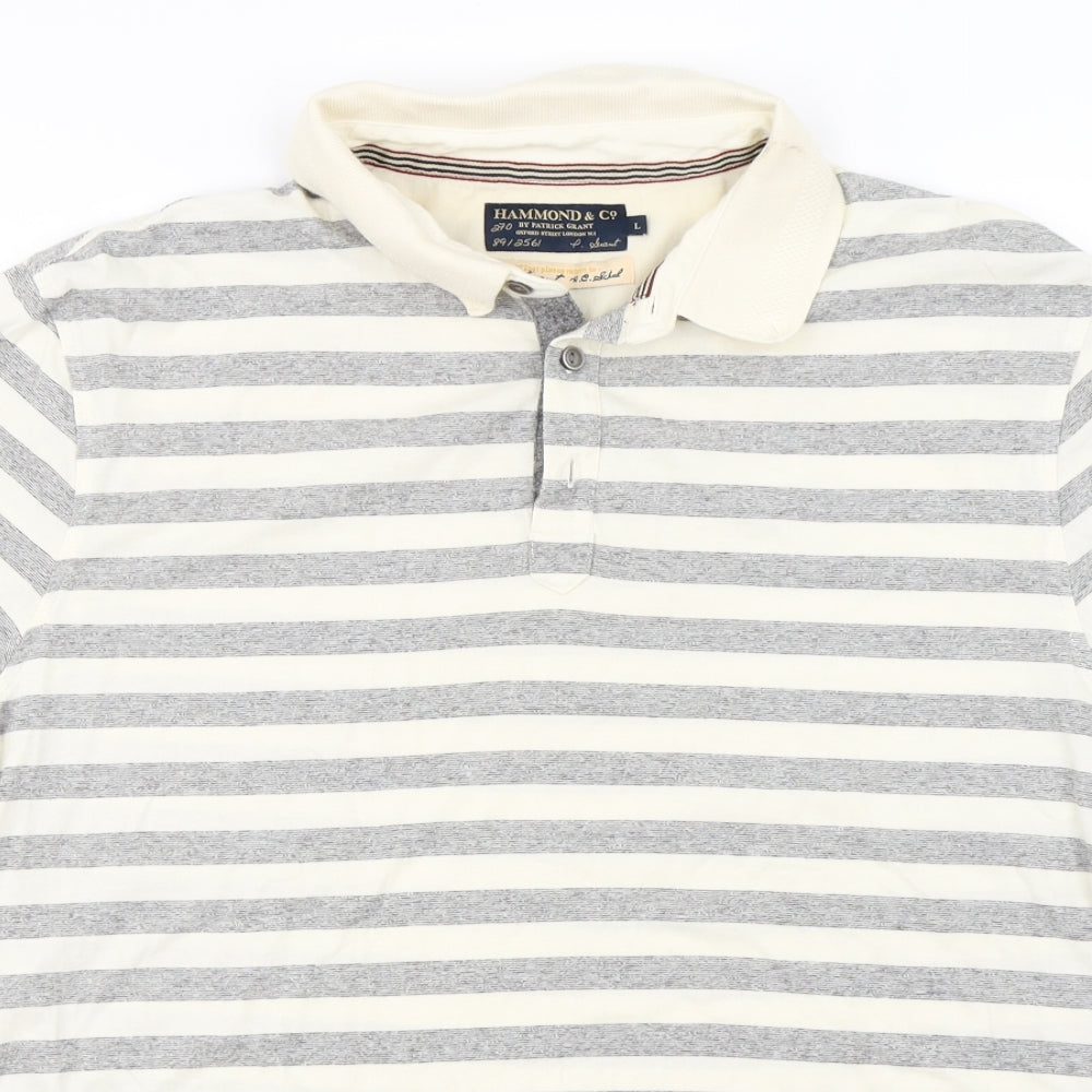 Hammond & CO  Mens Ivory Striped   Polo Size L
