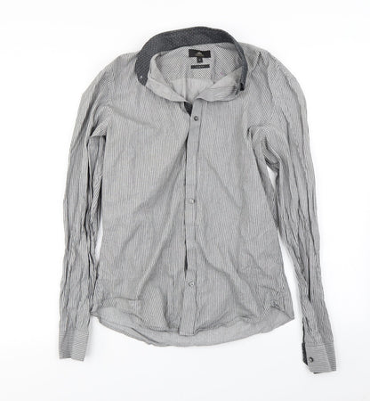 Mens UK Size M NEXT Grey  Button-Up Long Sleeve Casual Shirt
