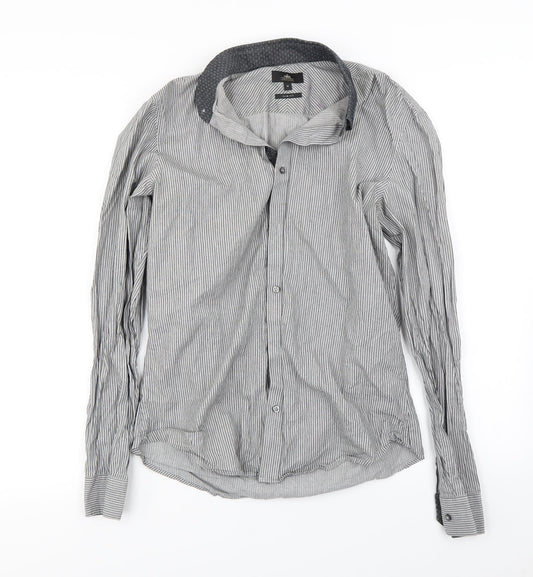 Mens UK Size M NEXT Grey  Button-Up Long Sleeve Casual Shirt
