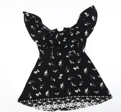 factory Womens Black Floral  Basic Blouse Size S