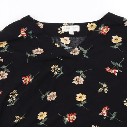 Womens UK Size 8 Apricot Black Basic Blouse
