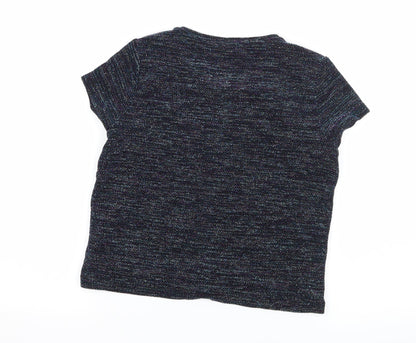F&F Girls Blue Striped Jersey Basic T-Shirt Size 9-10 Years