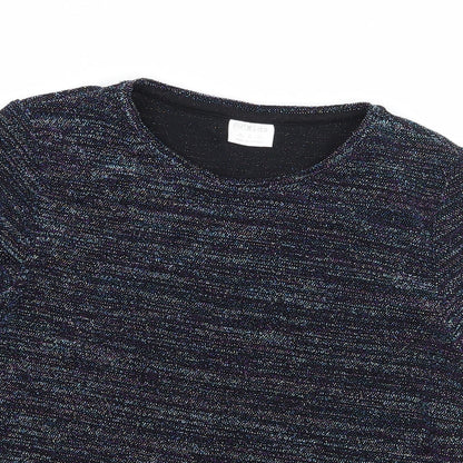 F&F Girls Blue Striped Jersey Basic T-Shirt Size 9-10 Years
