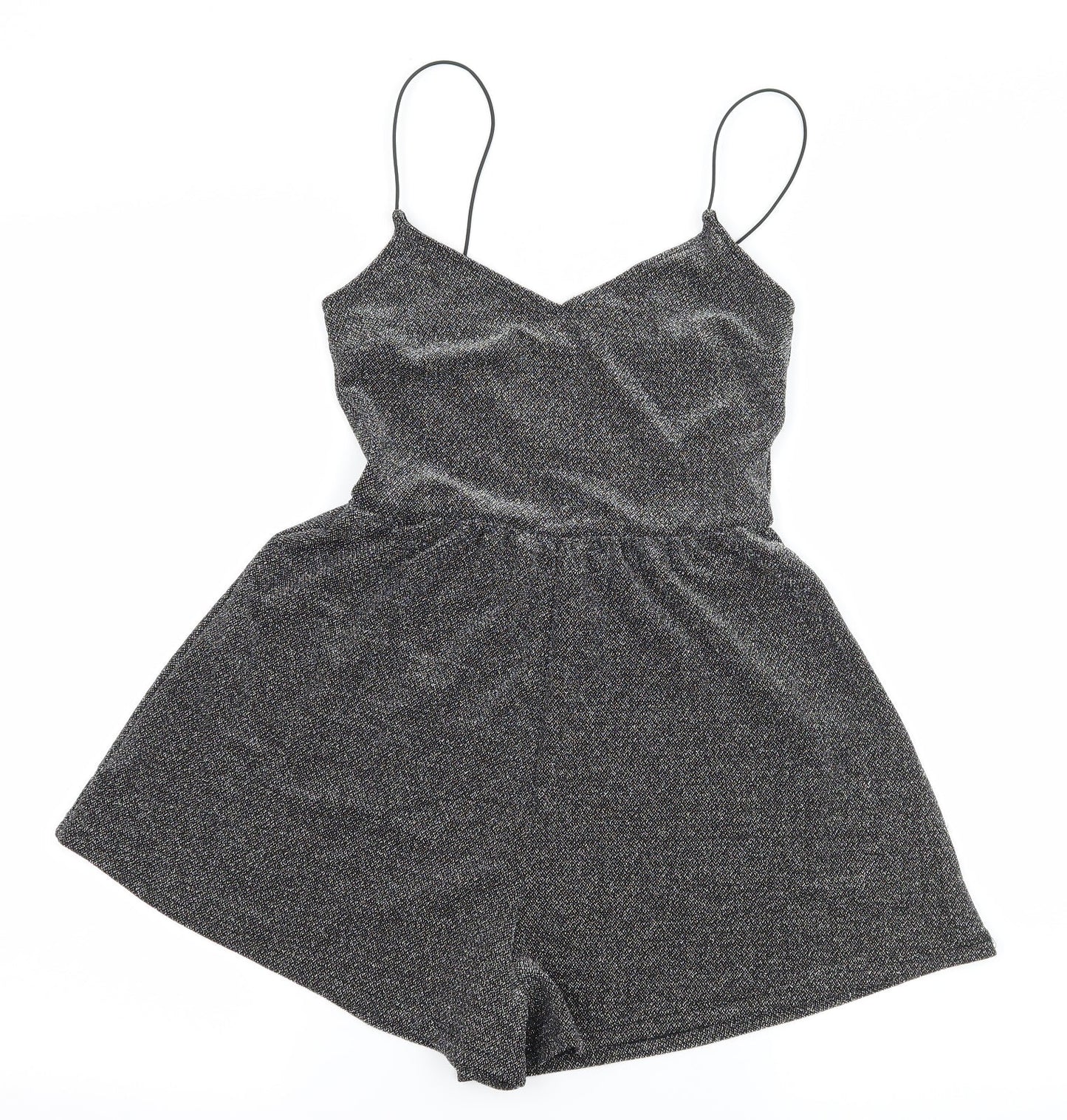 H&M Womens Silver  Jersey Playsuit One-Piece Size 4