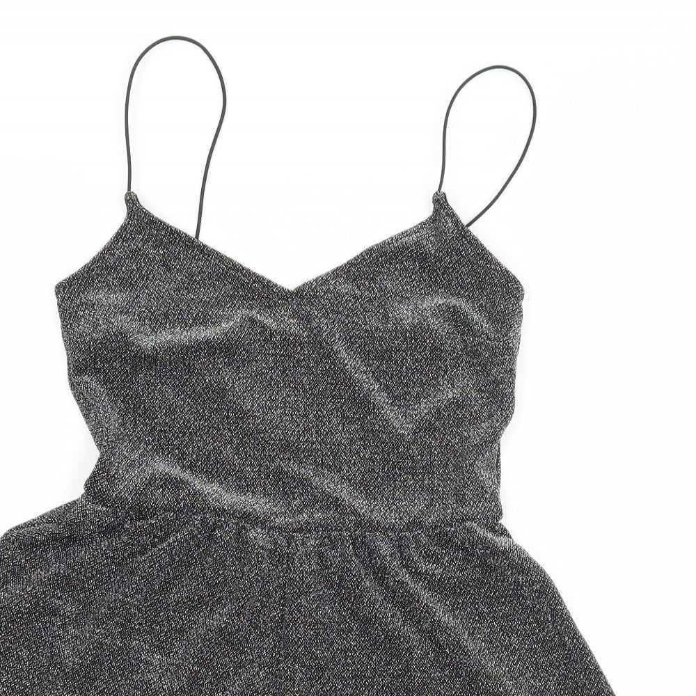 H&M Womens Silver  Jersey Playsuit One-Piece Size 4