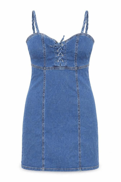 Denim & Co. Womens Blue  Denim Bodycon  Size 6  - Lace up detail