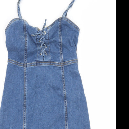 Denim & Co. Womens Blue  Denim Bodycon  Size 6  - Lace up detail