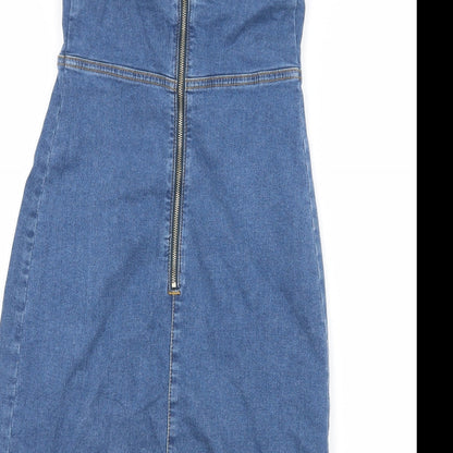 Denim & Co. Womens Blue  Denim Bodycon  Size 6  - Lace up detail