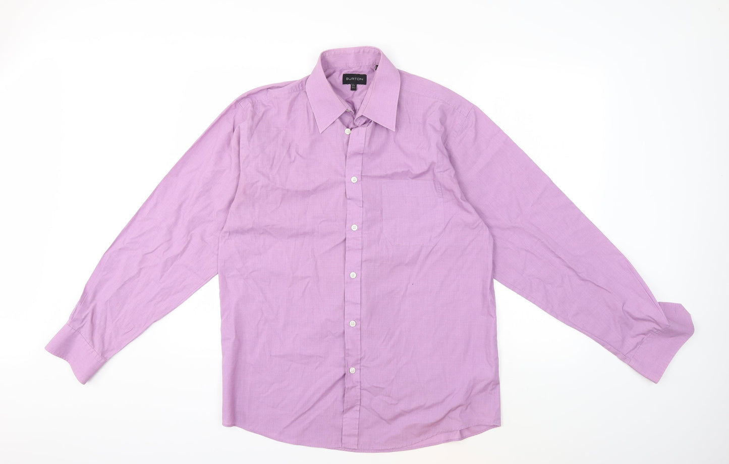 Mens UK Size 15.5 Burton Purple  Button-Up Long Sleeve Casual Shirt