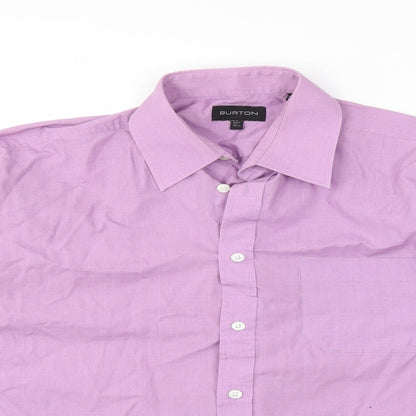 Mens UK Size 15.5 Burton Purple  Button-Up Long Sleeve Casual Shirt
