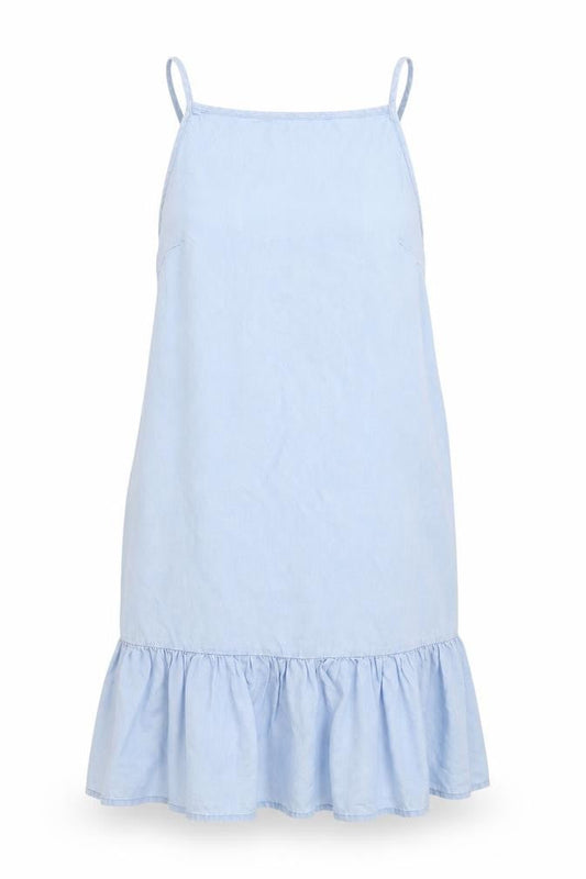 Front view of Denim & Co. women’s blue shift, size UK 4