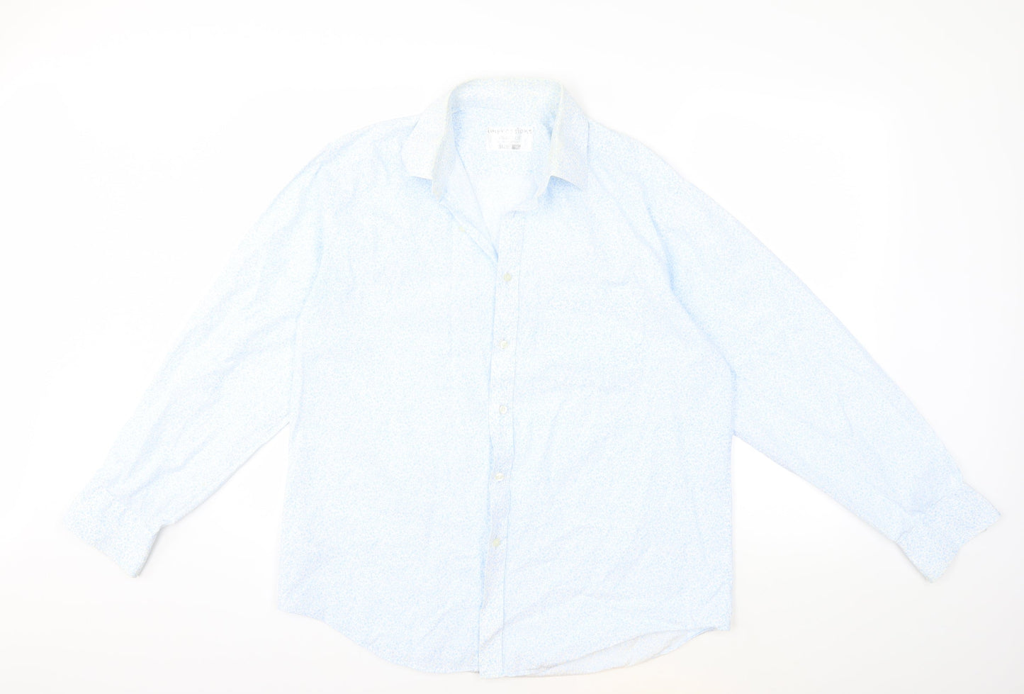 Impressions Womens Blue Floral  Basic Button-Up Size 16