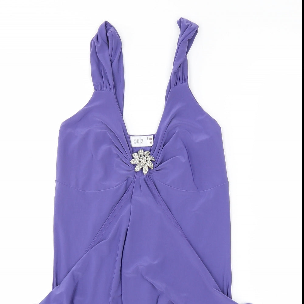 Womens UK Size 12 Quiz Purple Basic Blouse