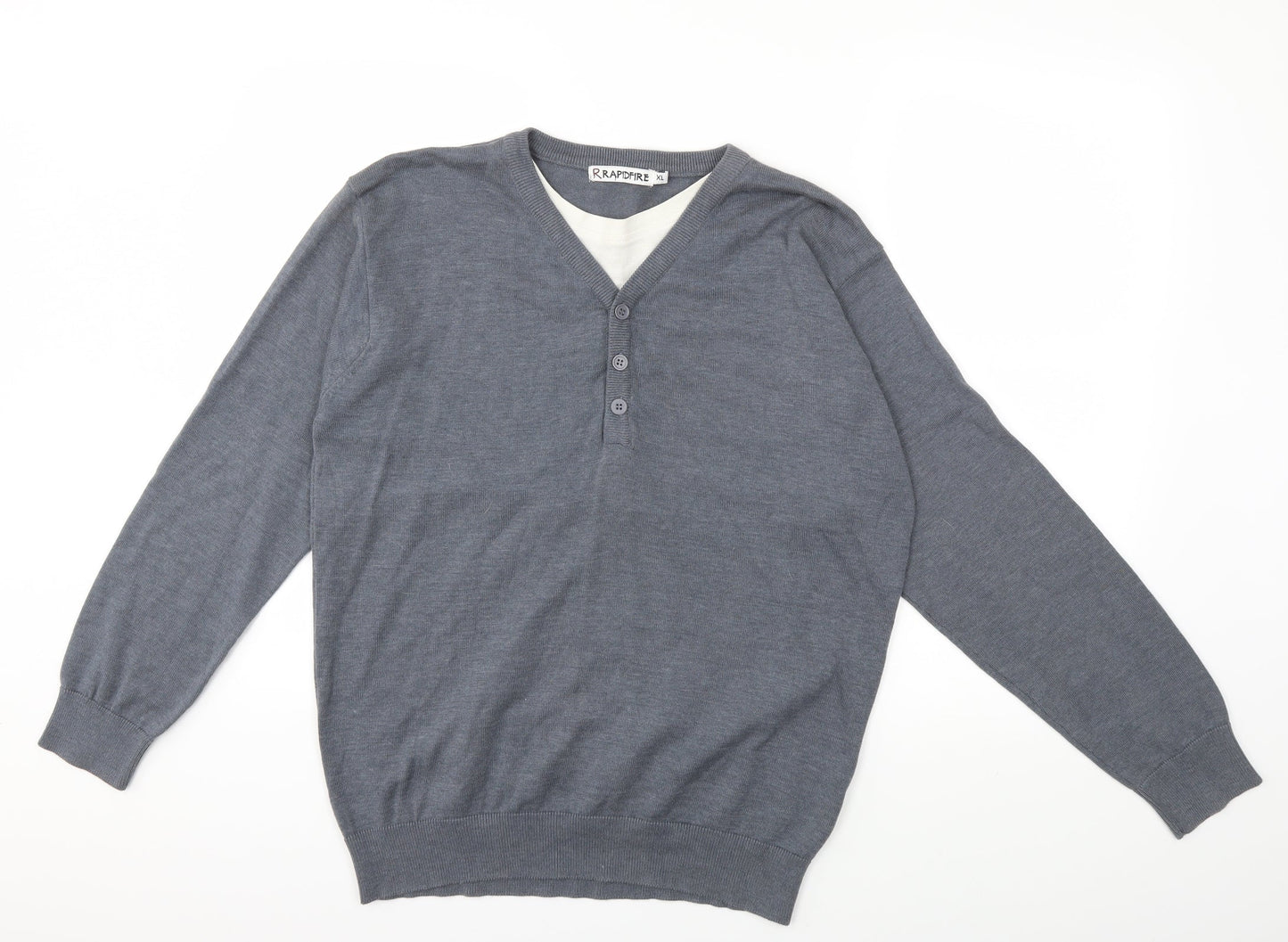 Rapid Fire Mens Grey  Knit Pullover Jumper Size XL