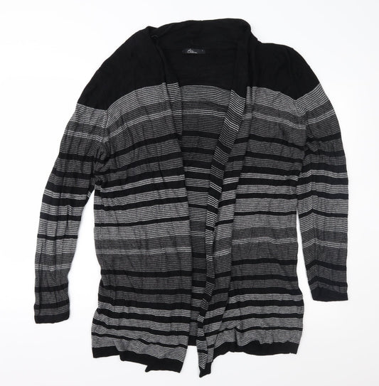 Bonmarché Womens Black Striped Knit Cardigan Jumper Size L