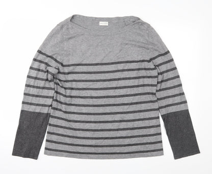 Minuet Womens Grey Striped Knit Pullover Jumper Size L