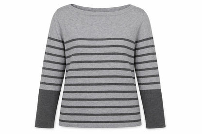 Minuet Womens Grey Striped Knit Pullover Jumper Size L