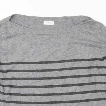 Minuet Womens Grey Striped Knit Pullover Jumper Size L