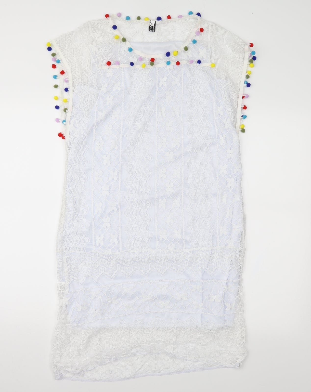 My Dress Room Womens White Geometric Lace Shift  Size XL