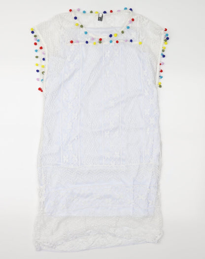 My Dress Room Womens White Geometric Lace Shift  Size XL