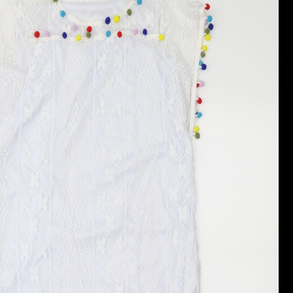My Dress Room Womens White Geometric Lace Shift  Size XL