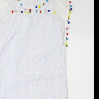 My Dress Room Womens White Geometric Lace Shift  Size XL