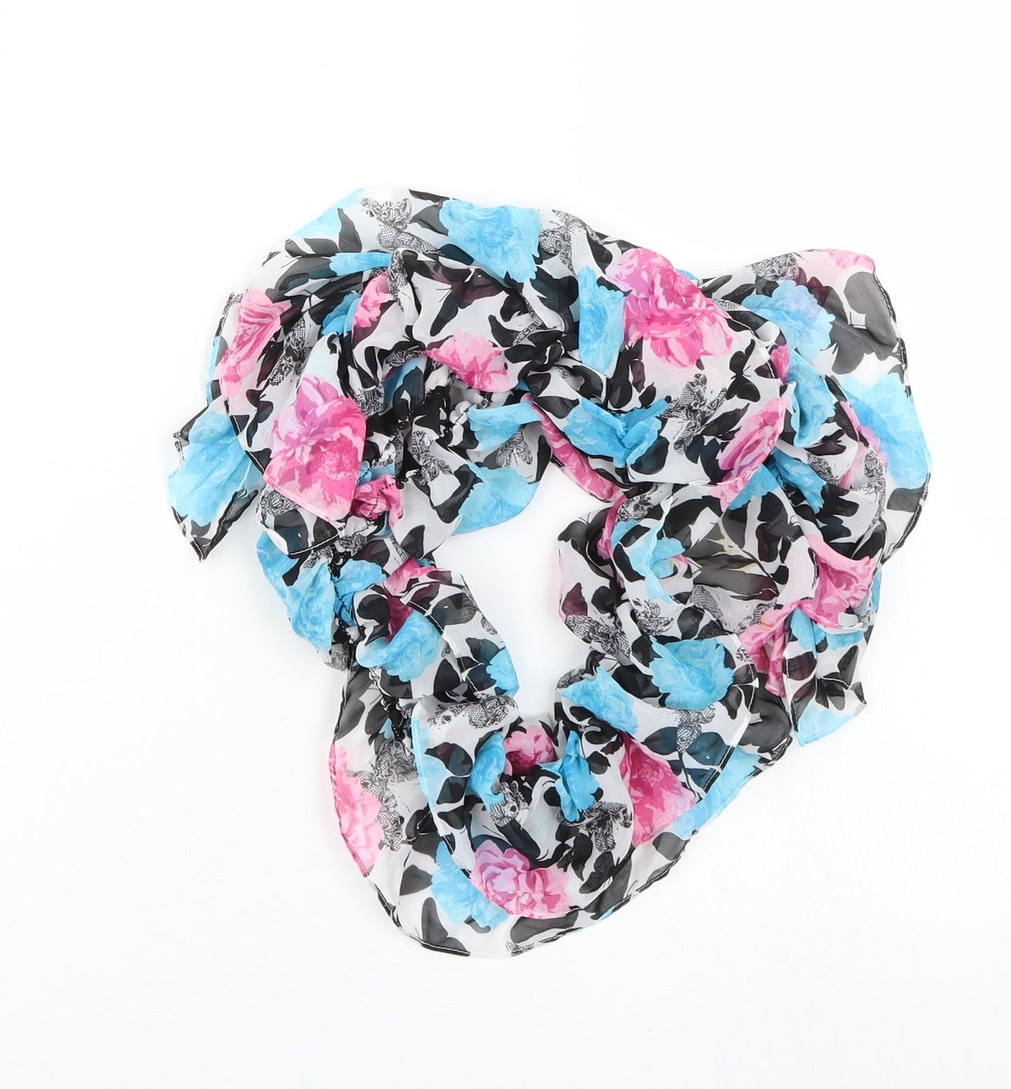 Preworn Womens Blue Floral   Scarf