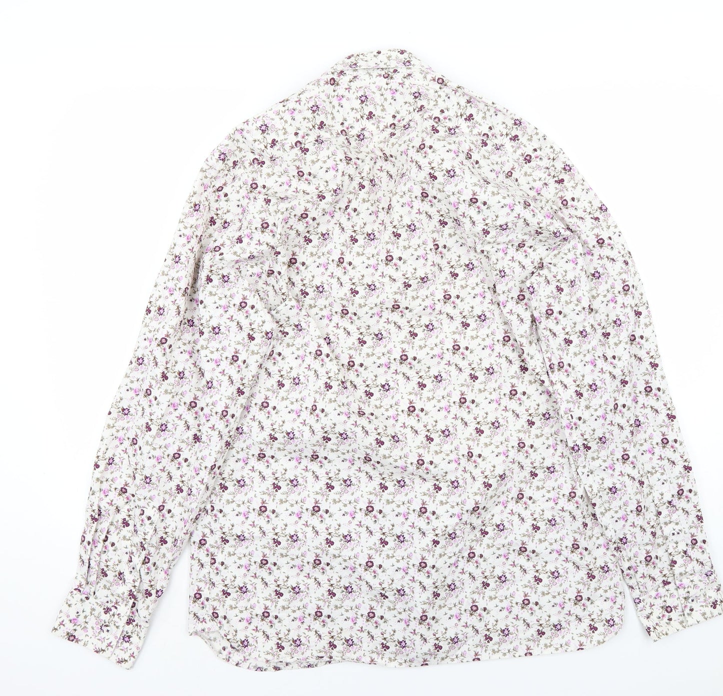 Mens UK Size 16 Marks and Spencer White  Button-Up Long Sleeve Casual Shirt