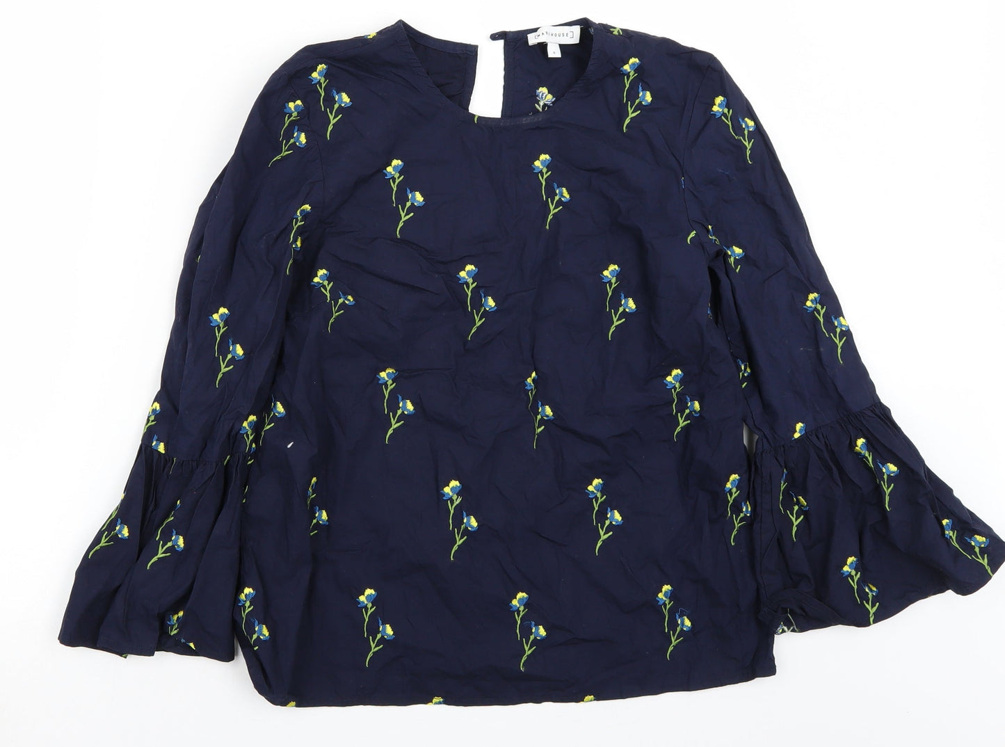 Womens UK Size 8 Warehouse Blue Basic T-Shirt