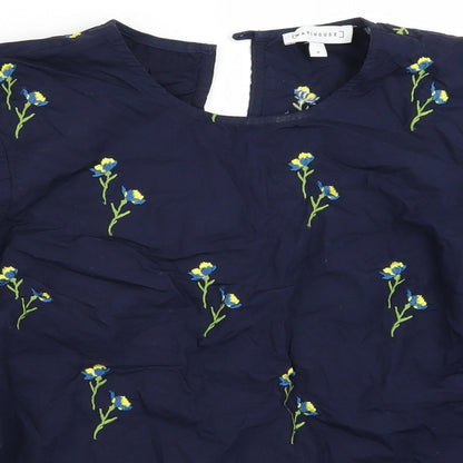 Womens UK Size 8 Warehouse Blue Basic T-Shirt