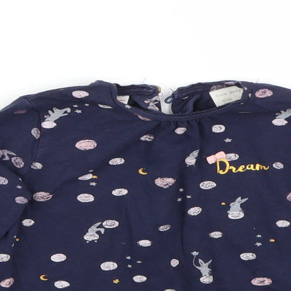 Zara Girls Blue  Rayon Basic T-Shirt Size 12 Months