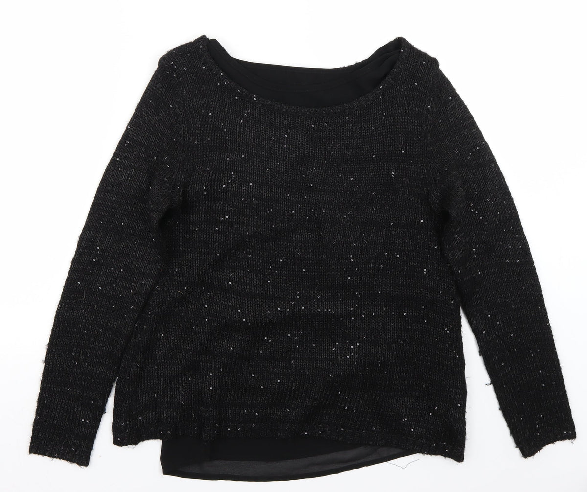 Fransa Womens Black   Pullover Jumper Size S