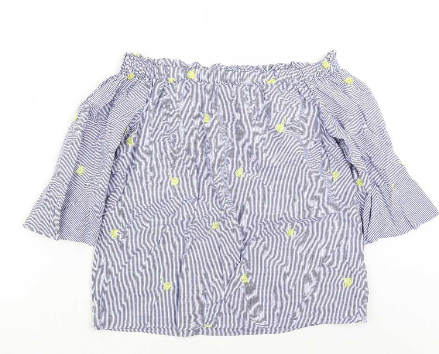 F&F Womens Blue Striped  Basic T-Shirt Size 10