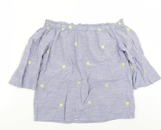 F&F Womens Blue Striped  Basic T-Shirt Size 10