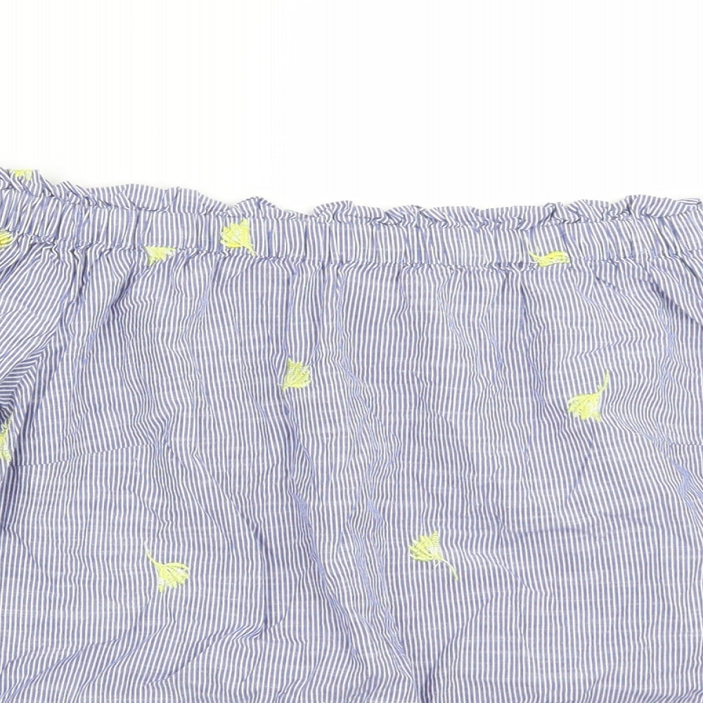 F&F Womens Blue Striped  Basic T-Shirt Size 10